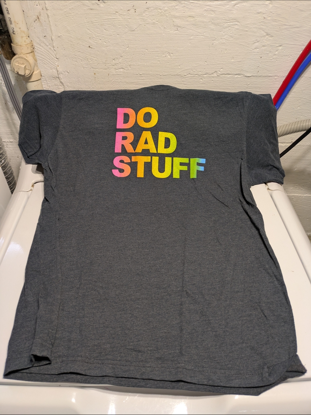 Do Rad Stuff Graphic Tee - Dark Gray with Neon Gradient Print